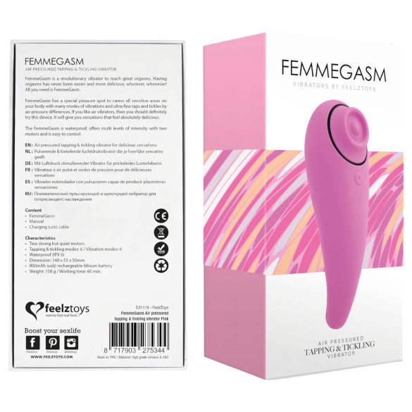 FEELZTOYS Femmegasm - Vibrador Recarregável 2 em 1 para Clitóris (Rosa)
