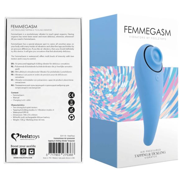 FEELZTOYS Femmegasm - Vibrador Recargável 2 em 1 para Clitóris (Azul)