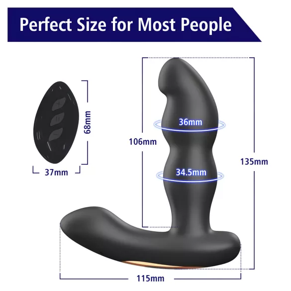 Aixiasia Hiross - vibrador anal rotativo - silicone preto