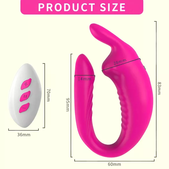Aixiasia Hera - vibrador duplo recarregável com controle remoto (rosa)
