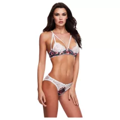 Baci - conjunto floral rendado com sutiã + calcinha aberta