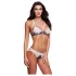 Baci - conjunto floral rendado com sutiã + calcinha aberta - M/L