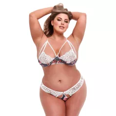   Baci Plus Size - conjunto de sutiã floral e rendado (branco)