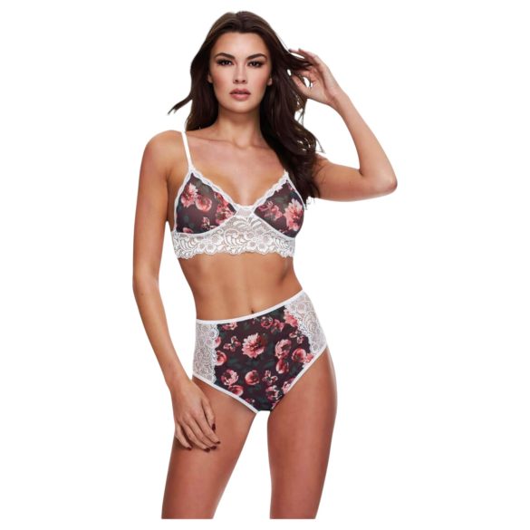 Baci - conjunto floral rendado, cintura alta - M/L