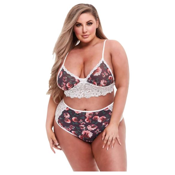 Baci Plus Size - conjunto floral rendado