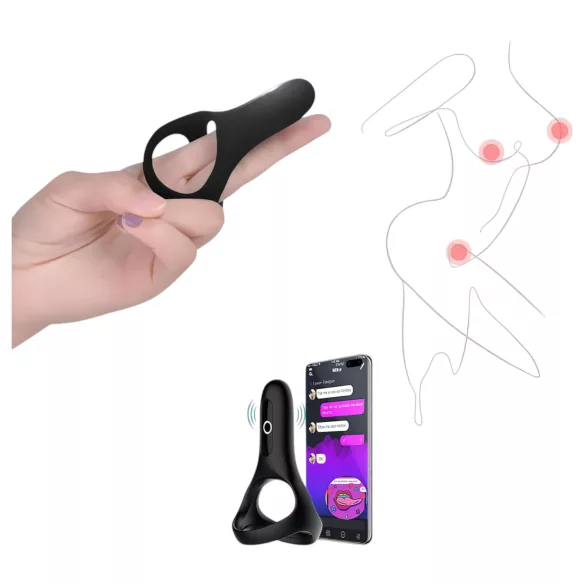 Magic Motion Rise - anel peniano vibratório recarregável inteligente - preto