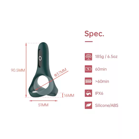 Magic Motion Rise - Anel peniano vibratório controlado por aplicativo, para homens (verde)