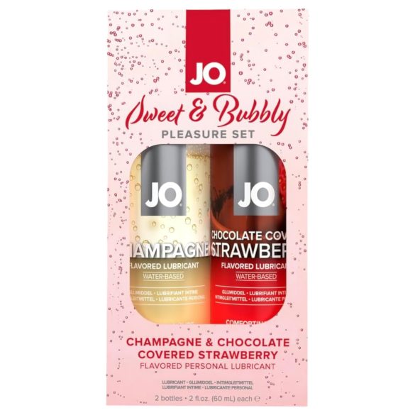 Lubrificante JO System Doce & Borbulhante - champanhe-choco-morango (2 unid.)