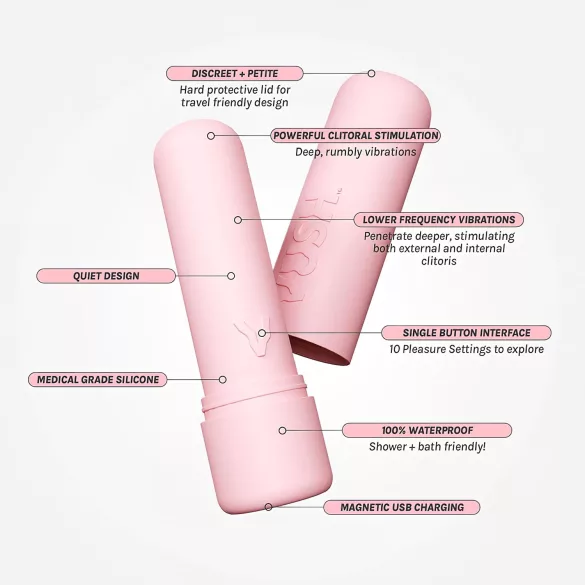 Vush Pop Gloss - mini vibrador recarregável à prova d’água - rosa