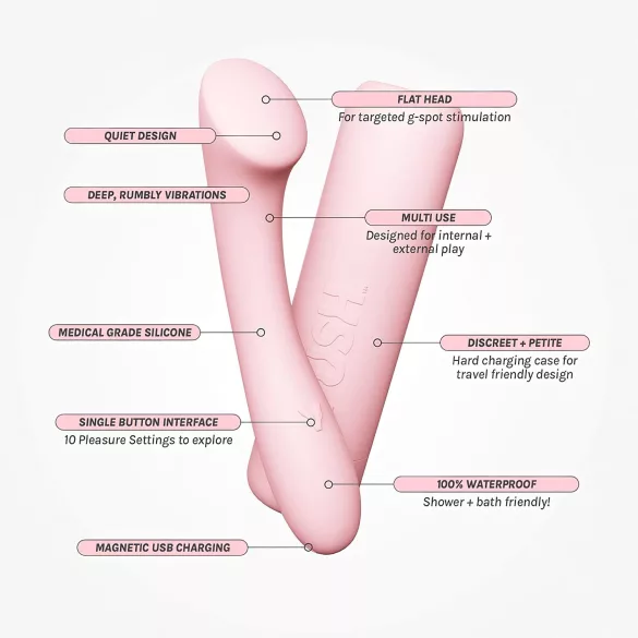 Vush Pop Shine - vibrador ponto G recarregável à prova d'água - rosa