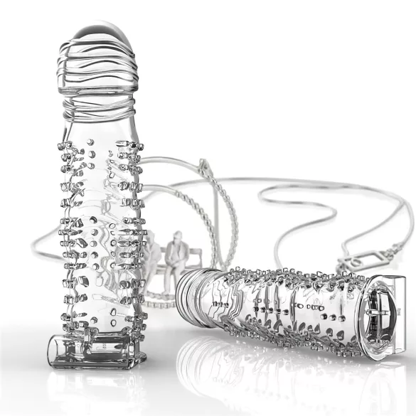 Lonely - capa peniana vibratória com textura espinhos - transparente