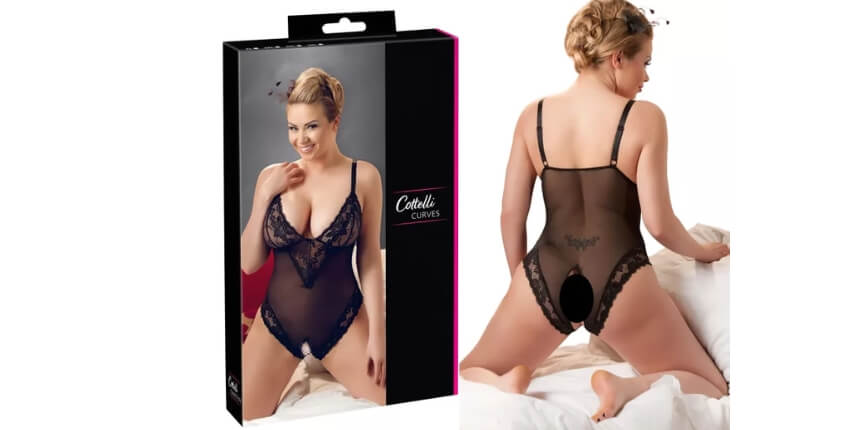 Cottelli Body Plus Size Renda Preto