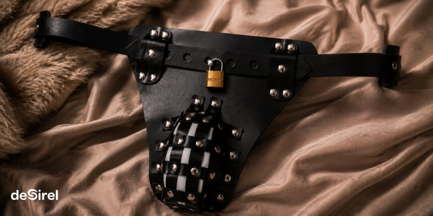 Orgasmo denial com jaula de castidade para brincadeiras de controlo consensuais | Desirel.pt Sex Shop