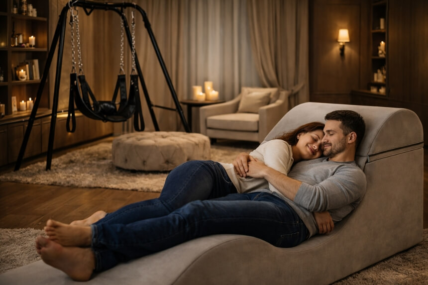 Quarto erótico adulto com móveis para sexo e acessórios BDSM - Desirel.pt Sex Shop